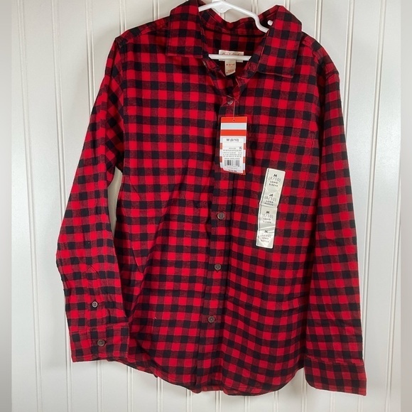 Cat & Jack unisex Red and Black Plaid Button Down Long Sleeved Top - Picture 1 of 3